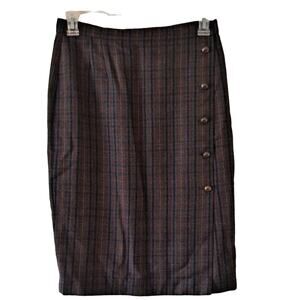Persona Womens Green, Red & Blue Plaid Wool Wrap Skirt